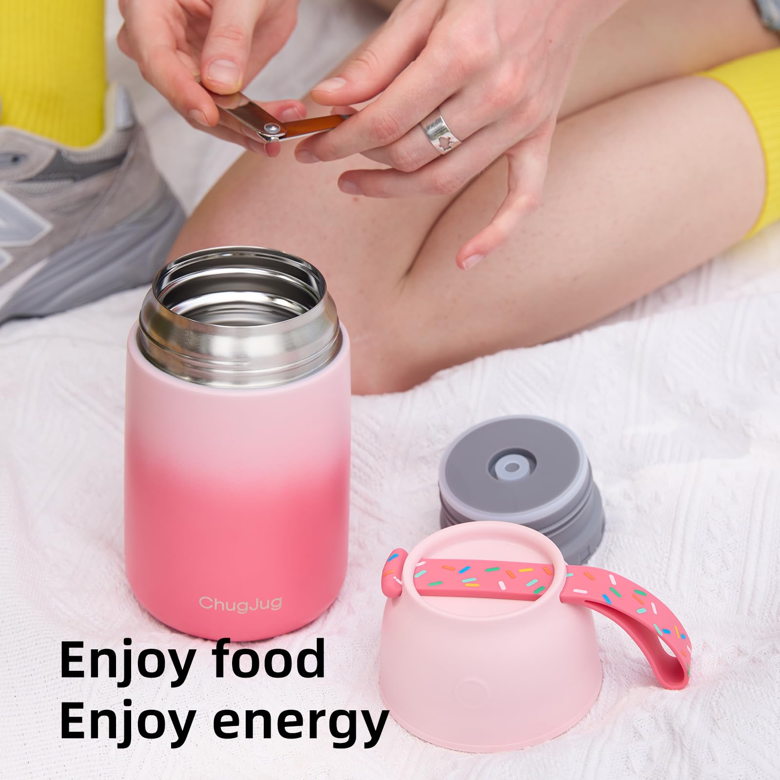 Termo para comida caliente para adultos y niños | boca ancha, tarro de alimentos aislado de 18 onzas con cuchara, termo de sopa a prueba de fugas para viajes de escuela, oficina, contenedor de 6