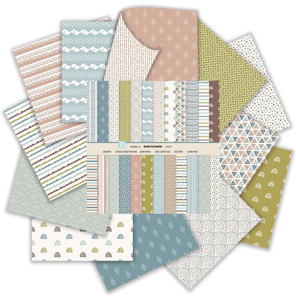 Papierowa podkładka do scrapbookingu, 30,5 x 30,5 cm, boho, papier, dwustronny, kolorowy, dekoracyjny papier rzemieślniczy, 24 szt., DIY, sztuka, rękodzieło, składane, płaskie, do scrapbookingu