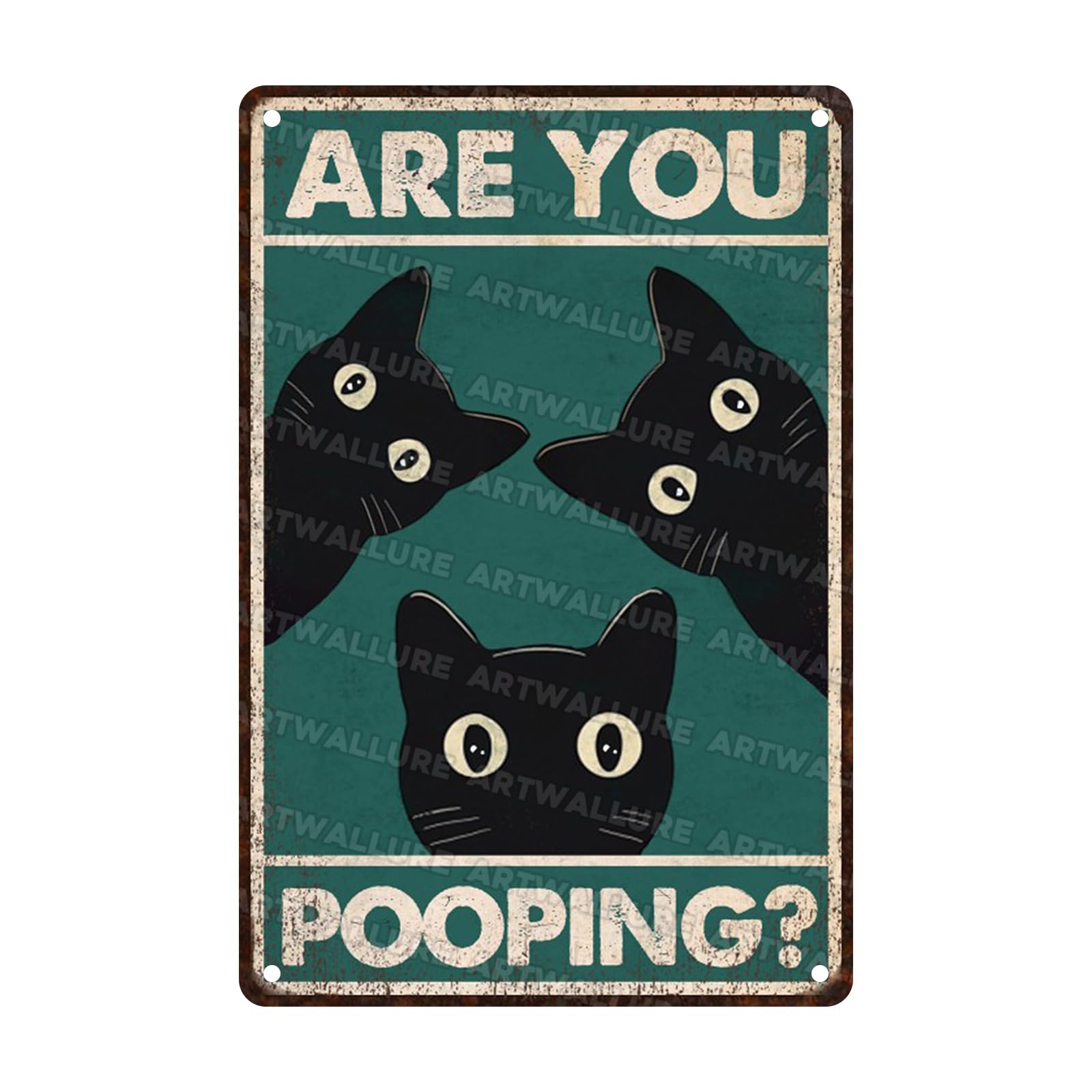 Anceky Are You Pooping Black Cat Signs Funny Metal Tin Sign Wall Decor for Home Garage Window Garden Yard 12×8 Inch
