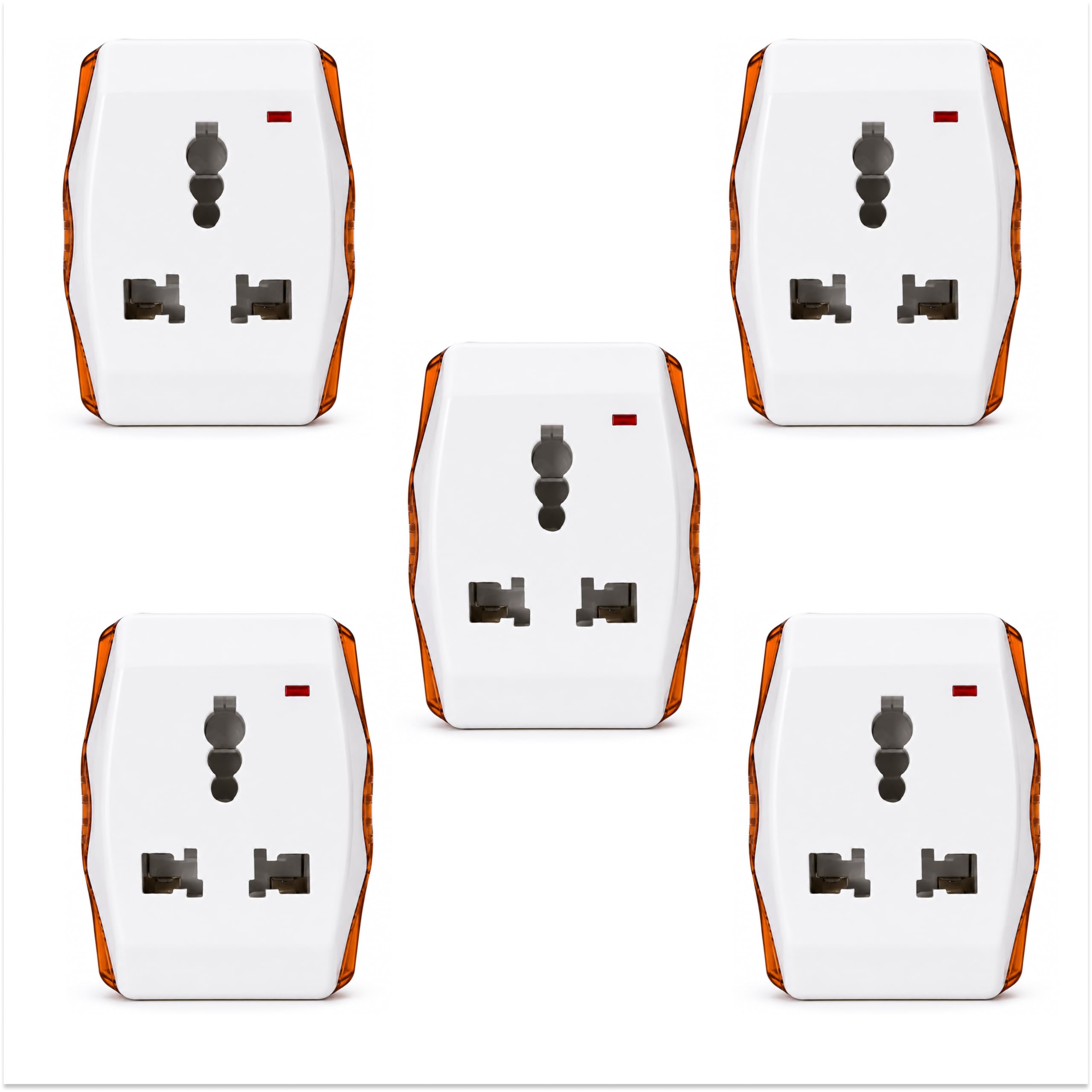 16A Universal 3 Pin Multi Plug Adapter, Heavy Duty Socket Converter for 2 Pin & 3 Pin Plugs, Power Adapter for Home Appliances, Office & Travel, White (Pack of 5)-image-3