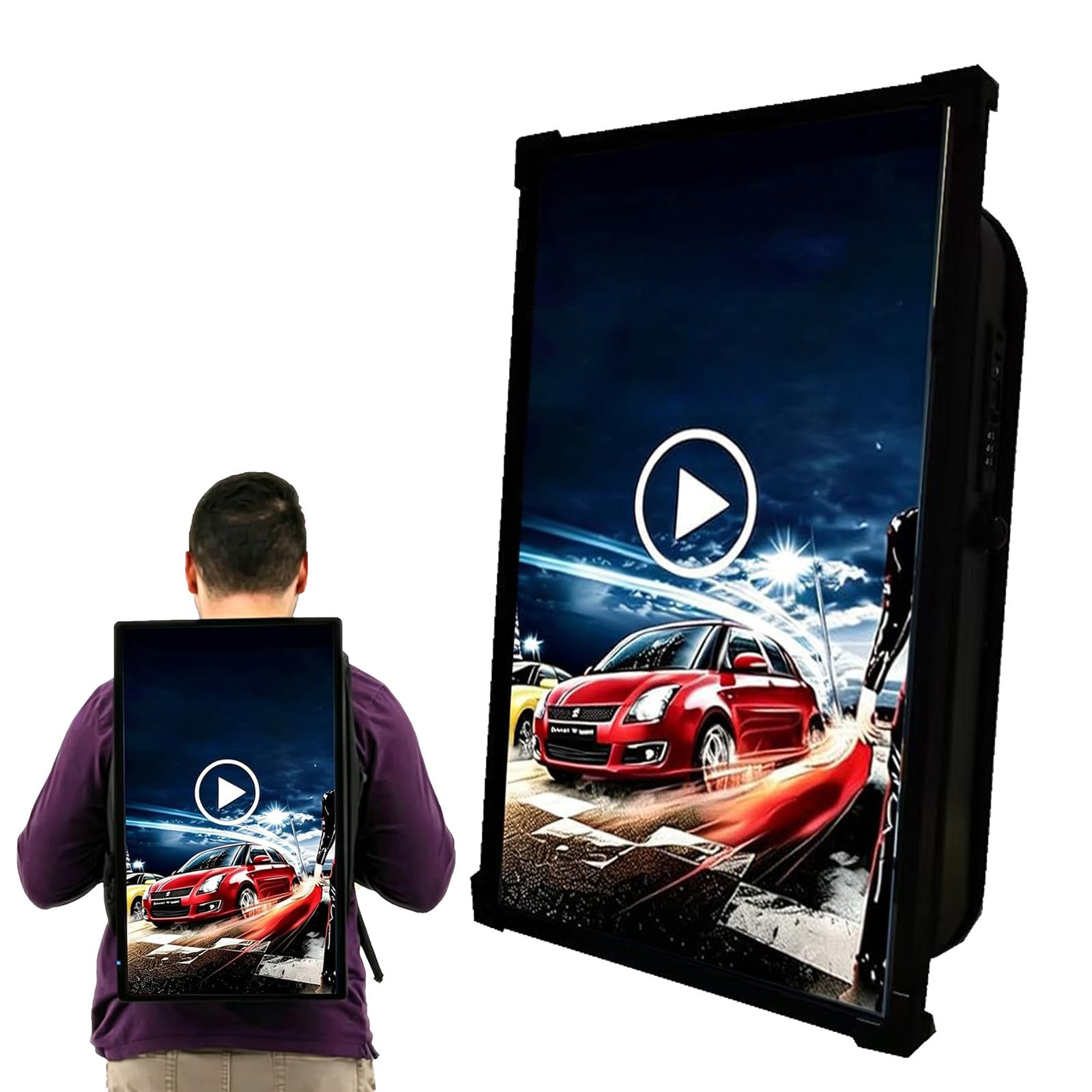 Giuggiolared Digital Backpack with 2K LCD Screen APP remote release with touch function advertising backpack, 2+32g Human Walking Backpack Digital Billboard Backpack for Auto Playback, 21.5in