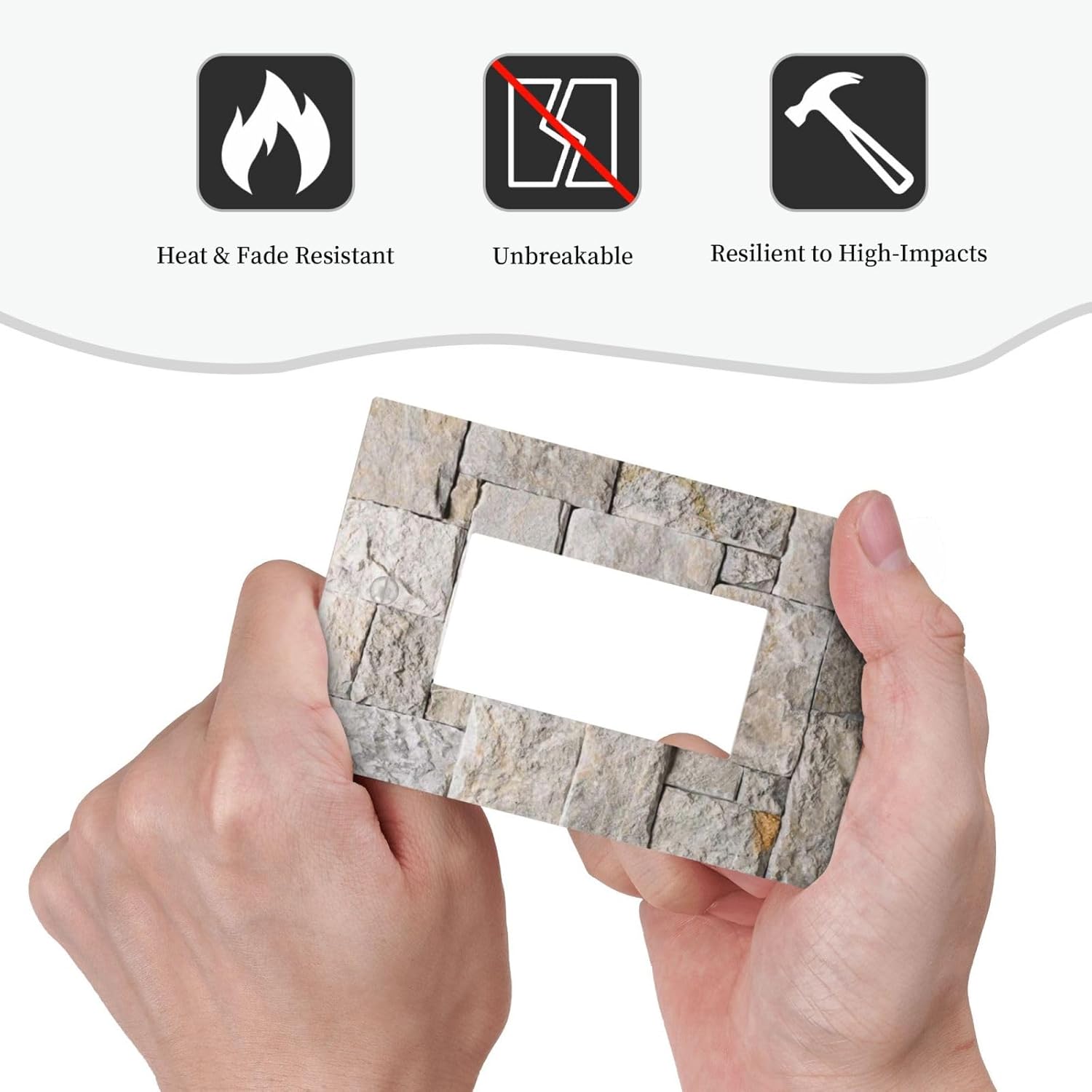Brick Stone Wall Ancient Rock Textured Decorative Outlet Covers 1 Gang Single Rocker Light Switch Cover Plate Wall Plates GFCI Faceplate for Farmhouse Kitchen Decor