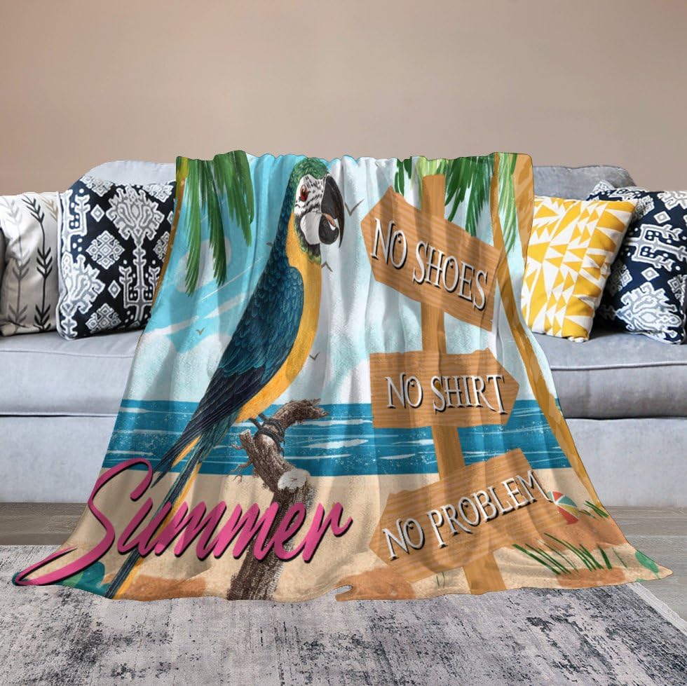 Couverture polaire perroquet coloré 177x203 cm pour canapé et lit - 6