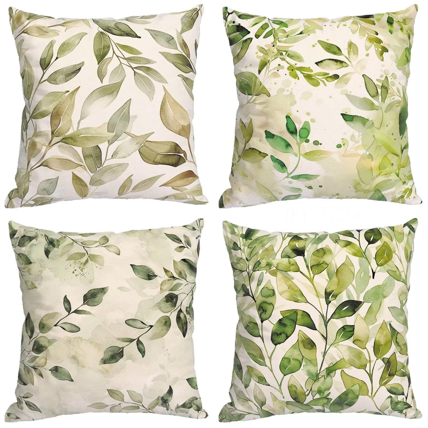 Fundas Cojines SuavesHojas Fundas Cojines Cuadradas Suaves Funda Almohada Cojines Suaves Sillas Jardin para Oficina Jardín Cama Sofá Banco Interior o Exterior Juego de 4 Funda Cojin Verde mu-409