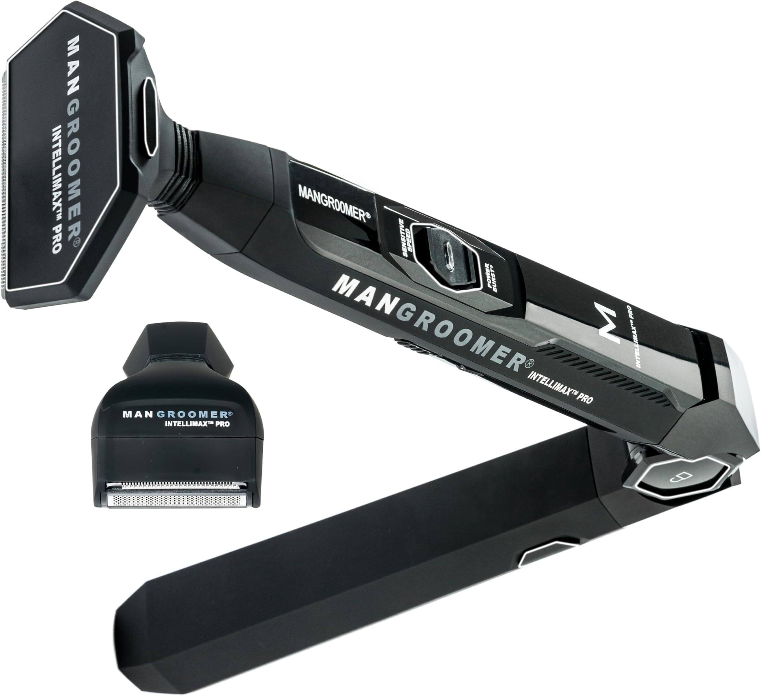MANGROOMER - INTELLIMAX PRO - (Version 1.0) - New Back Hair Shaver with Extreme Reach Handle and Features a New INTELLIMAX PRO Lithium Battery System! - (This is Version 1.0)