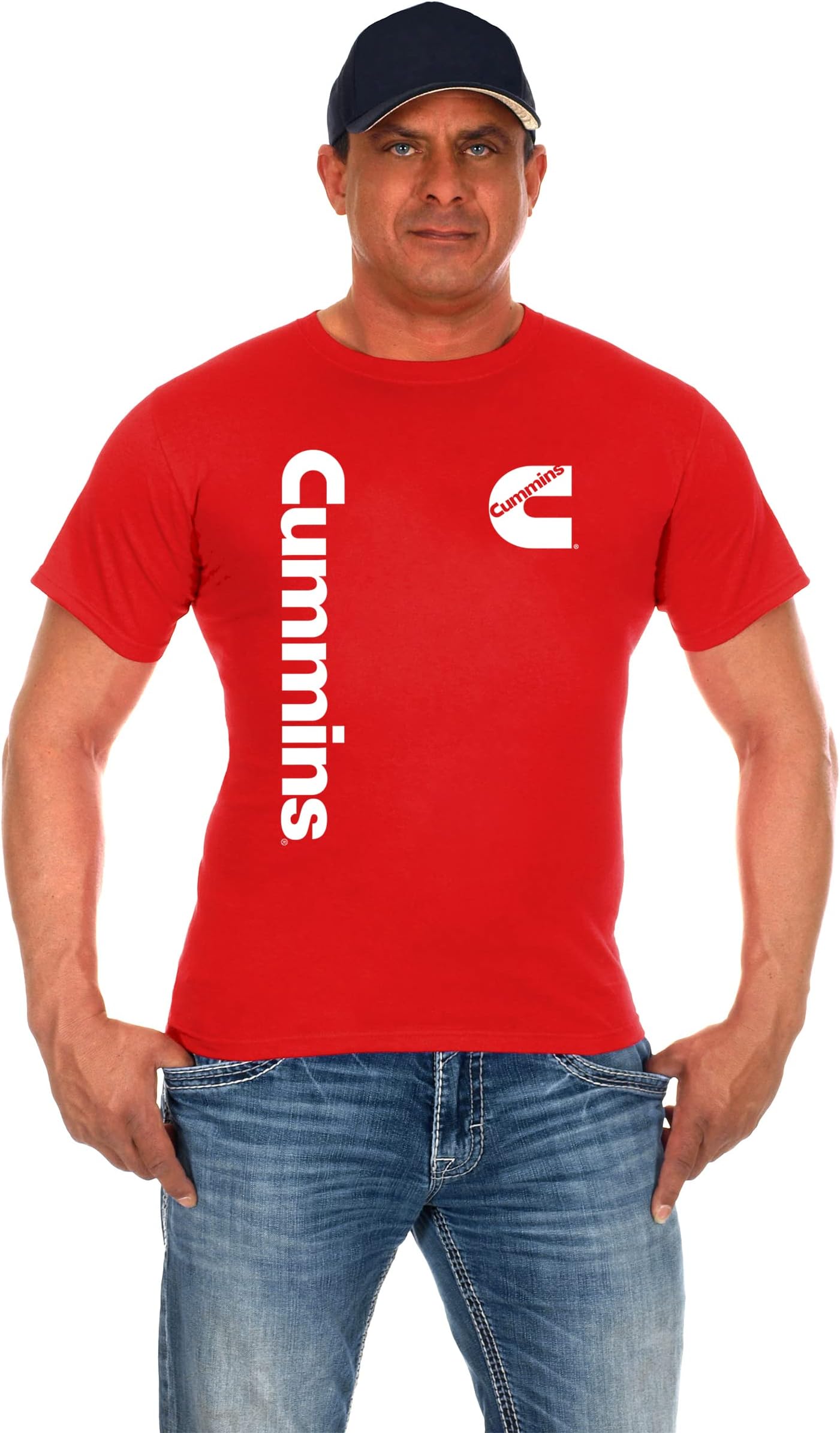 JH Design Men's Cummins T-Shirt Turbo Diesel Logo Crew Neck Shirt in 2 Colors