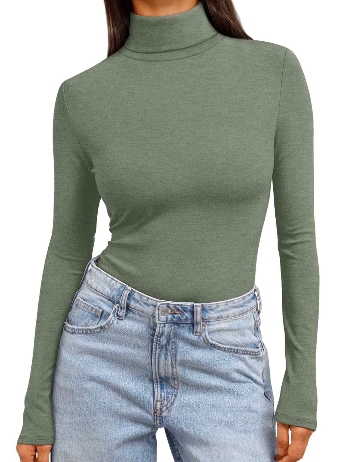 Women's Turtleneck Long Sleeve Shirts Fall Fashion Basic Layering Slim Fit Soft Thermal Underwear Tops-image-16