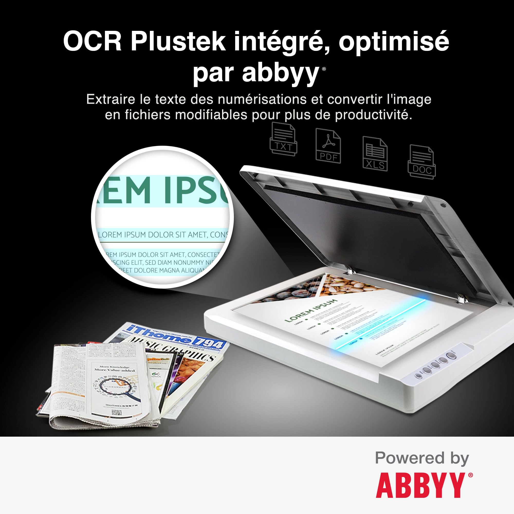 Plustek OS1180 Scanner à Plat pour Graphiques et Documents au Format A3 - Conception adaptée aux bibliothèques, écoles ou Petits Bureaux - Numérisation d’Un Document A3 en 9 Secondes Environ