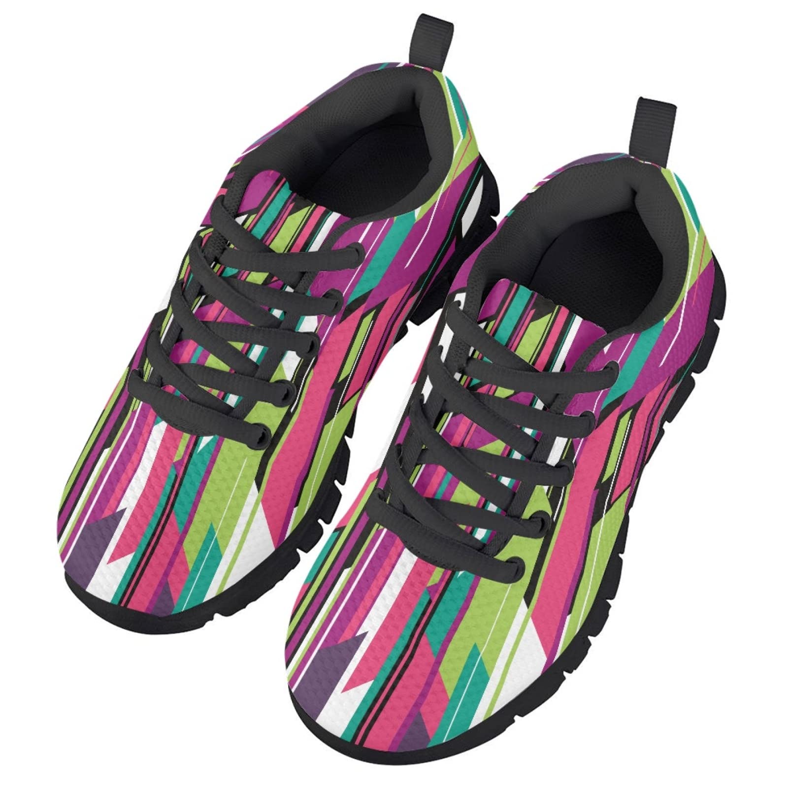 Colorful Stripe Kid Tennis Washable FashionRunning Sports Shoes, Lightweight Easy Walk Casual Sport Strap Athletic Sneakers for Boys Girls