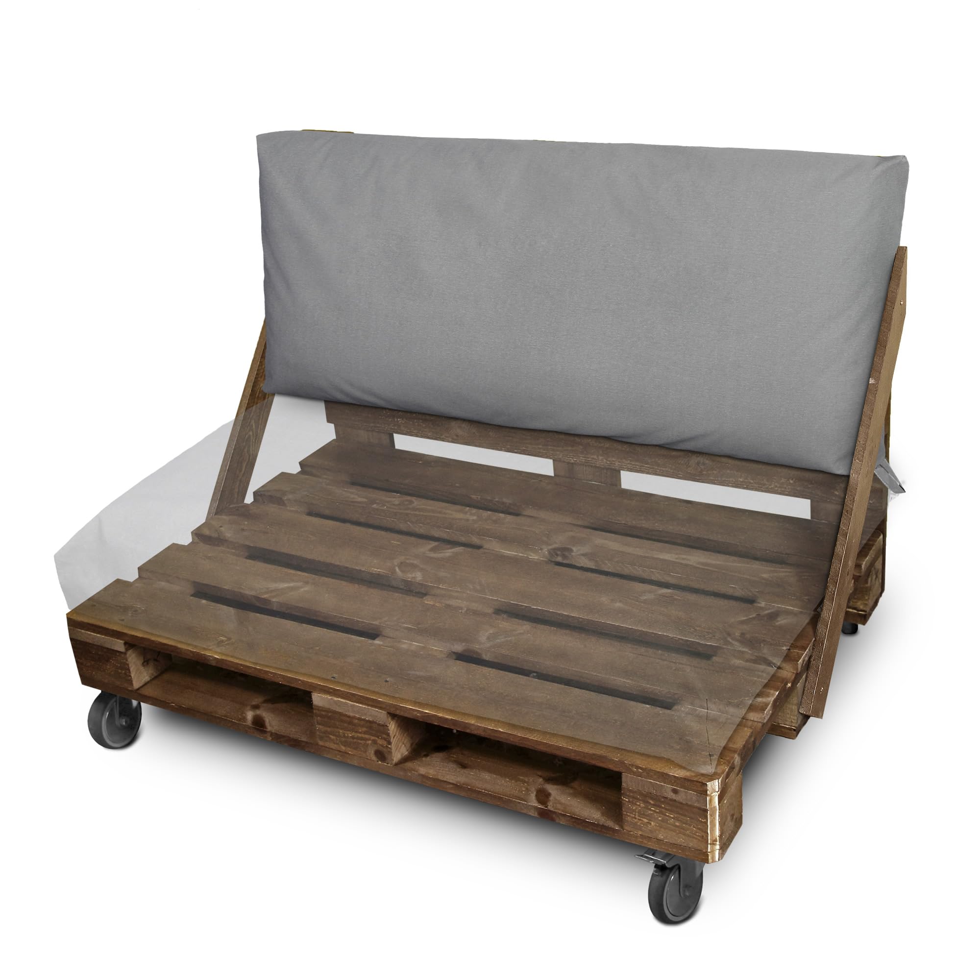 Happers Cuscino per pallet Impermeabile e Rimovibile in Similpelle Esterno Ecrù 120x45x20