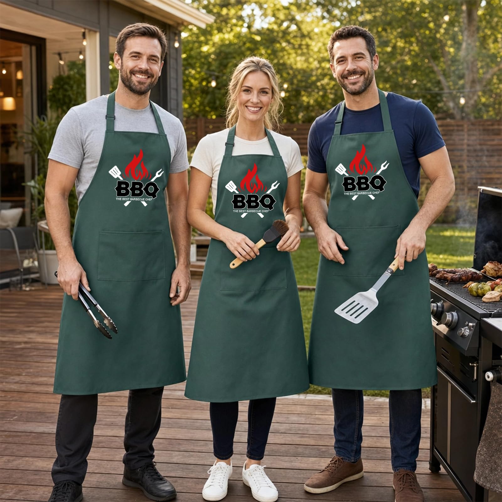 1-50 Stück Schürzen mit 2 Taschen und Foto, Koch- und Grillschürze