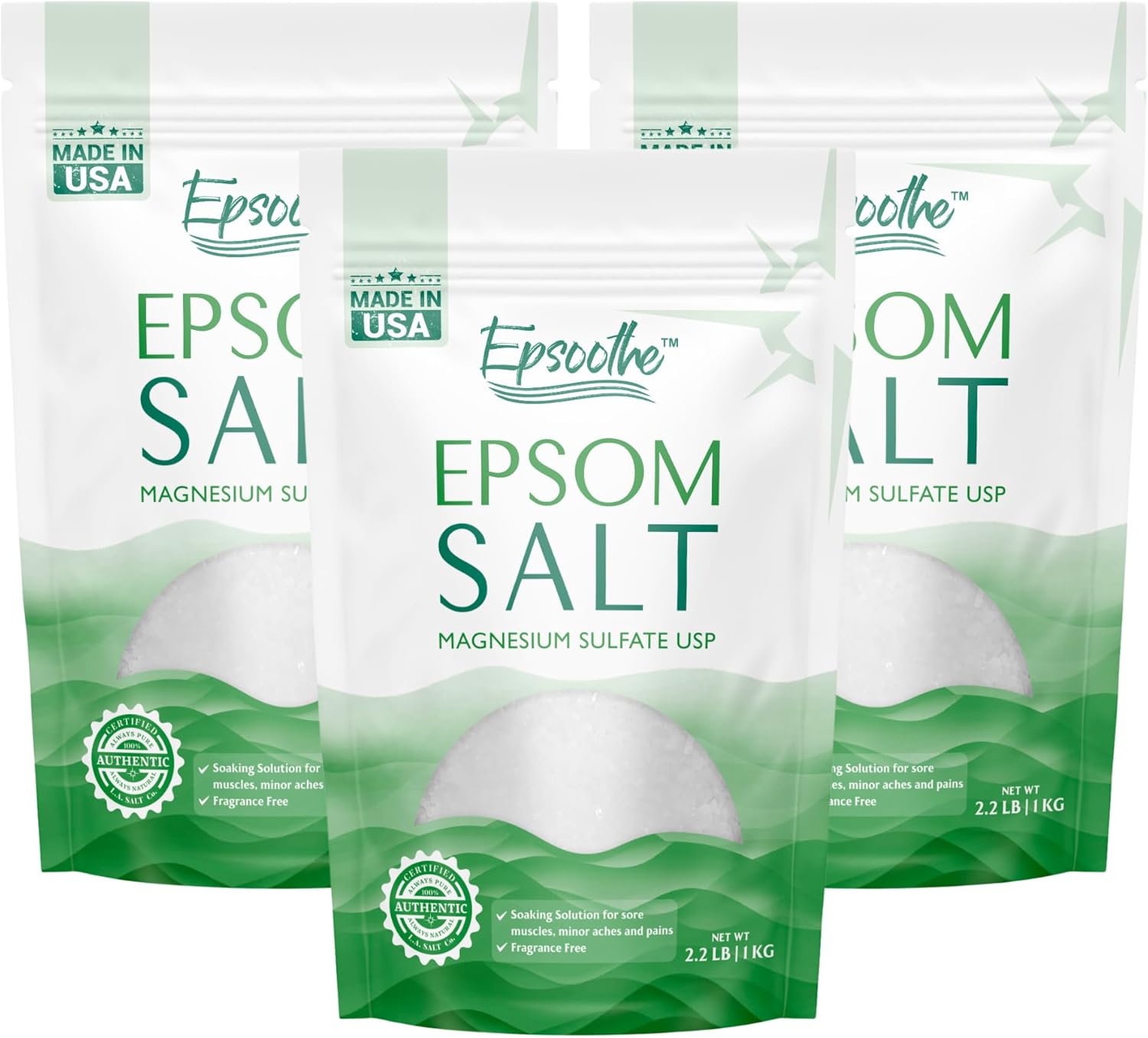 Epsoothe 2.2 Lbs Epsom Salt Bath & Foot Soak and Scrub | Pure & Natural Magnesium Sulfate USP | Soothes Muscles & Joints, Enhances Well-Being (5 Pack) Epsoothe 2.2 Lbs Epsom Salt Bath & Foot Soak and Scrub | Pure & Natural Magnesium Sulfate USP | Soothes Muscles & Joints, Enhances Well-Being (5 Pack)