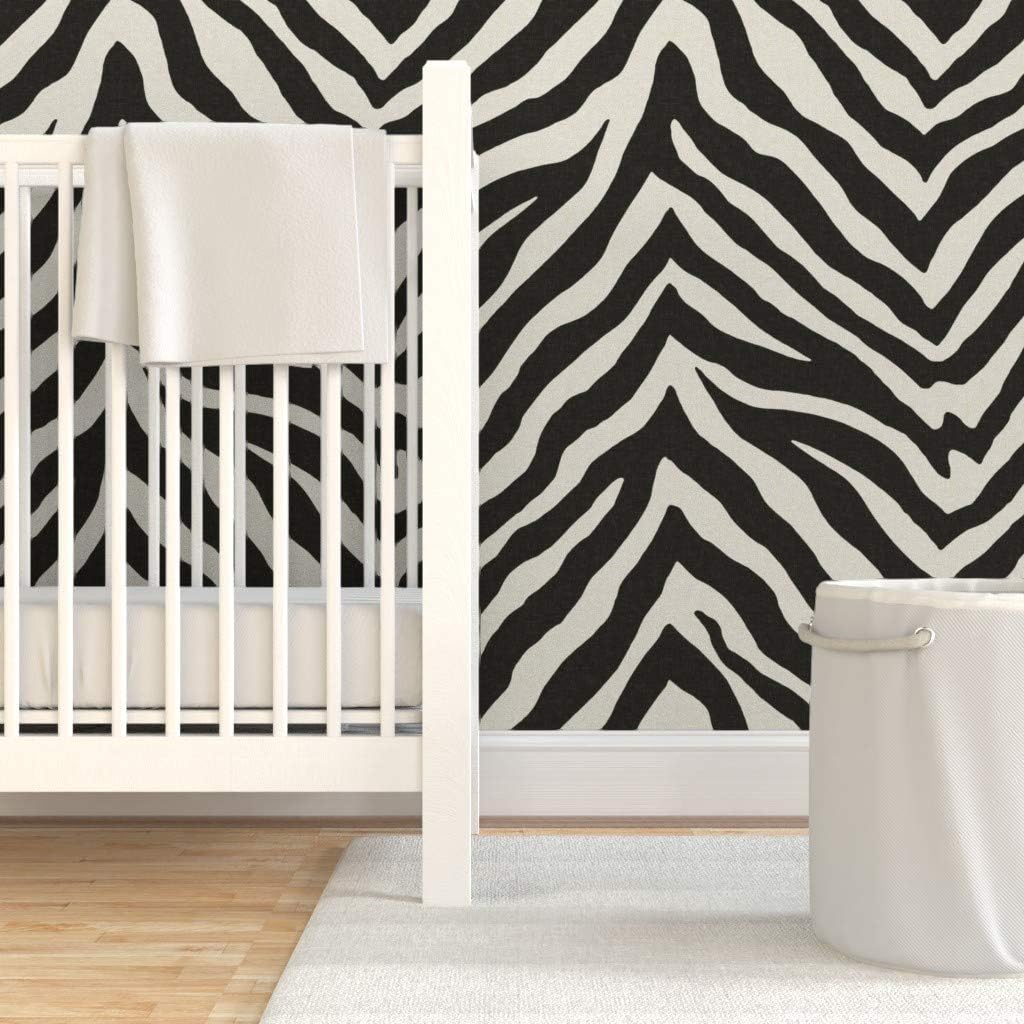 Peel & Stick Wallpaper 3ft x 2ft - Zebra Black Ivory Large Scale Animal Print Safari Zoo Custom Removable Wallpaper by Spoonflower