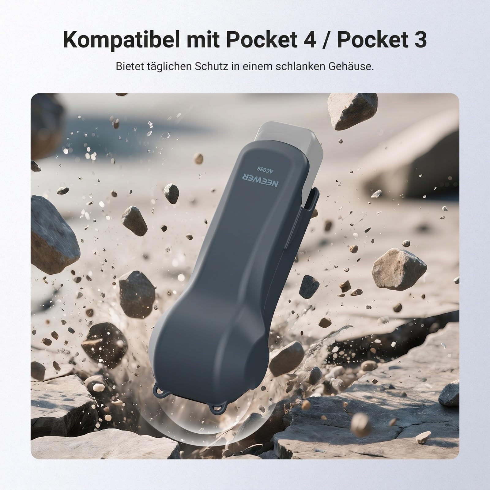 NEEWER Schutzhülle kompatibel mit DJI Osmo Pocket 4/3 & Xtra Muse, Reiseschutzhülle für Action Kamera Zubehör mit Filterfächern & Handgelenkband, AC088 (Dunkelgrau)