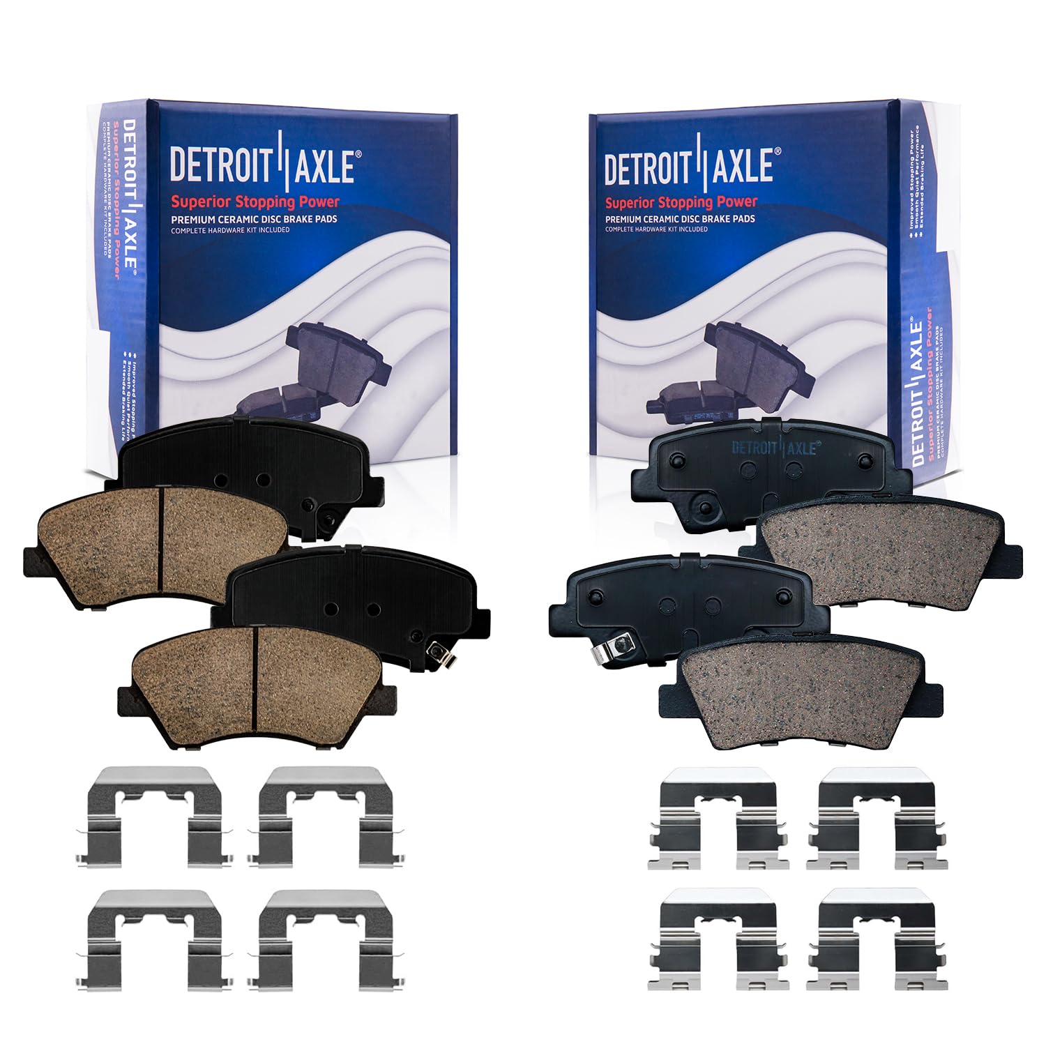 Detroit Axle Front and Rear Ceramic Brake Pads