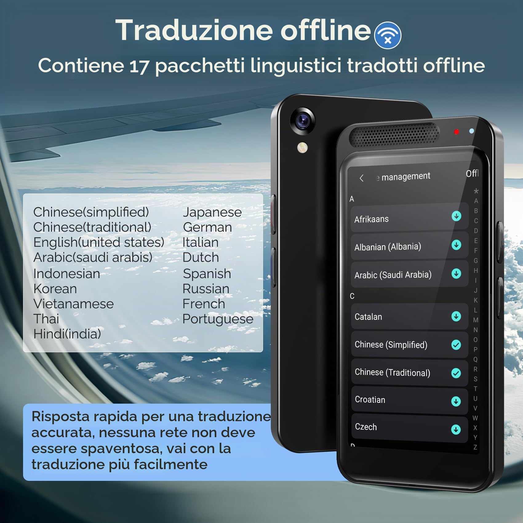 Traduttore Vocale Dispositivo,Traduttore vocale intelligente Bidirezionale Foto Traduttore Tascabile in Tempo Reale,150 Lingue Supportate,Traduttore Vocale Online/Offline Per Aziende