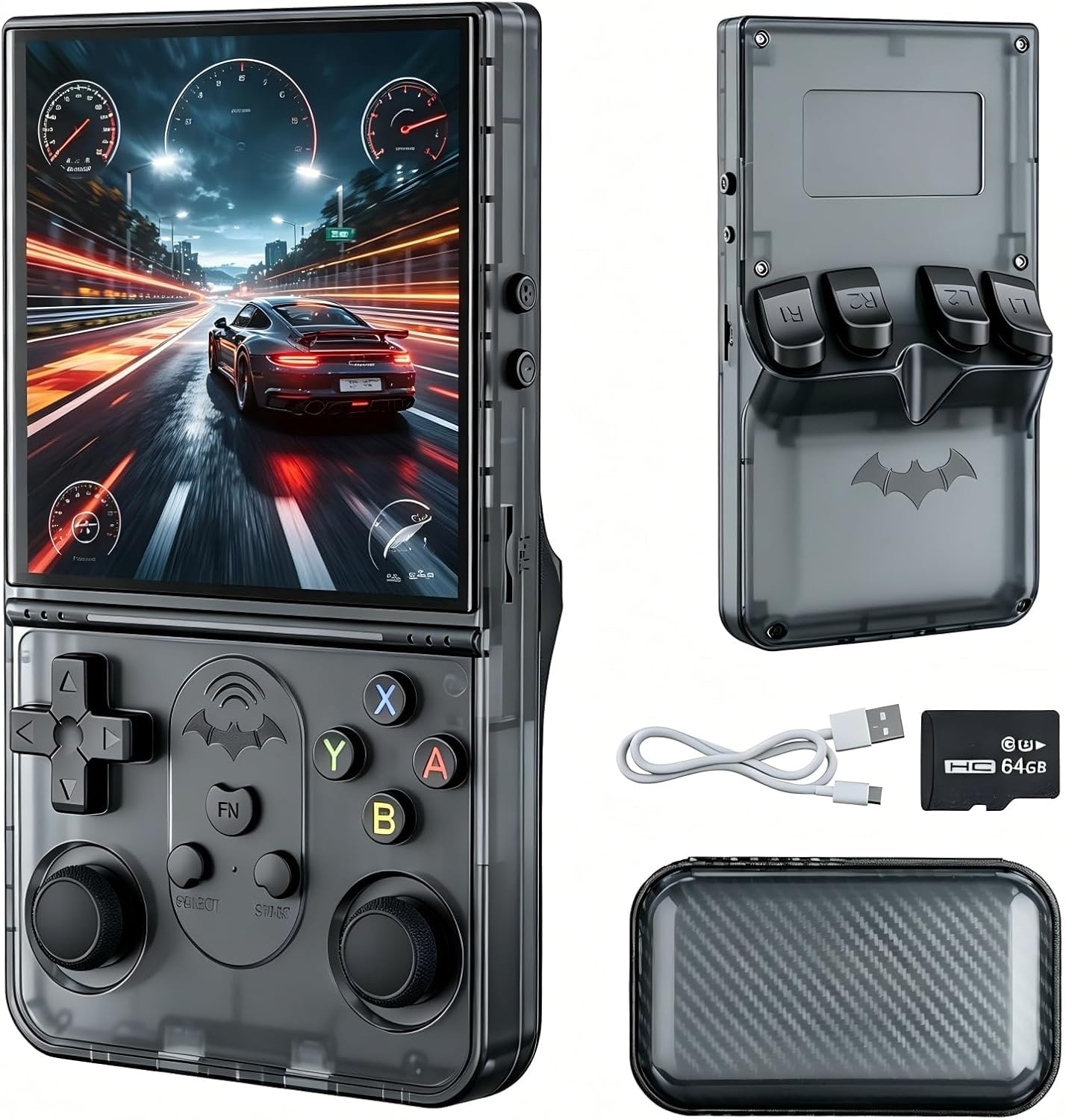 Upgrade S600 Retro Gaming Console, Anti-Slip Texture‌ Retro Handheld Game Console, 4.0 Inch 720x720 IPS Screen and 22,000+ Classic Games Retro Game Console,Dark Gray 64G