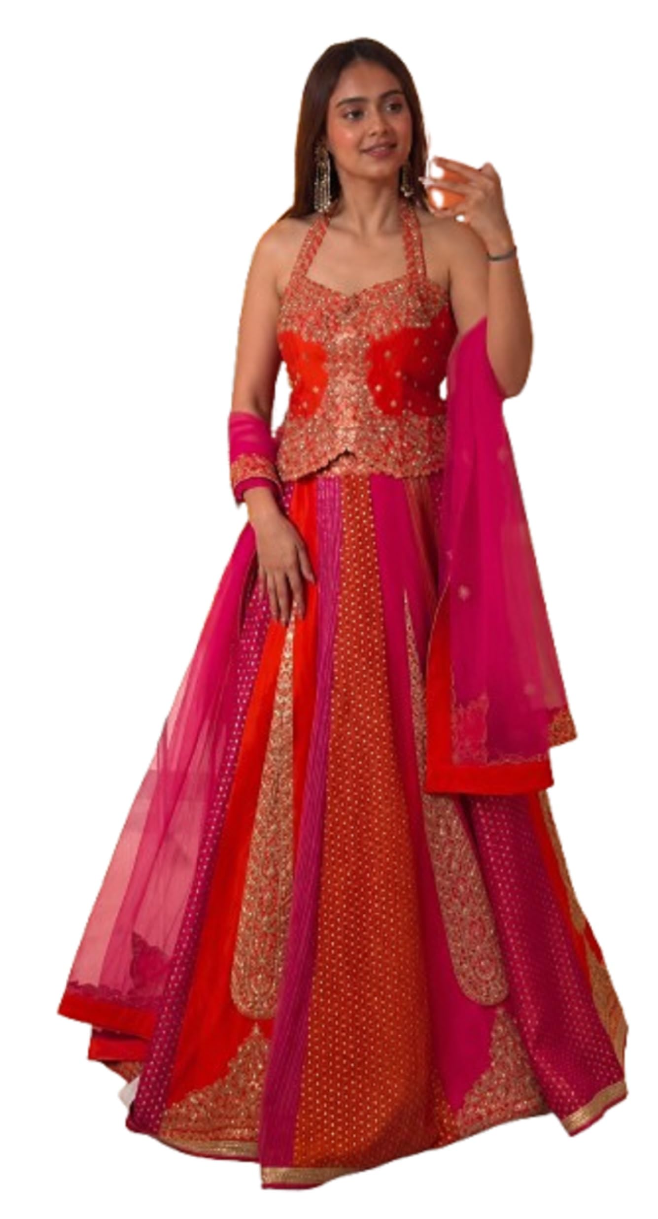 Lehenga Choli For Womens And Girls indo Western Silk Lehenga Set with Fully Stitched Blouse and Embroidered Koti Jacket for Women Multicolour-picture-48
