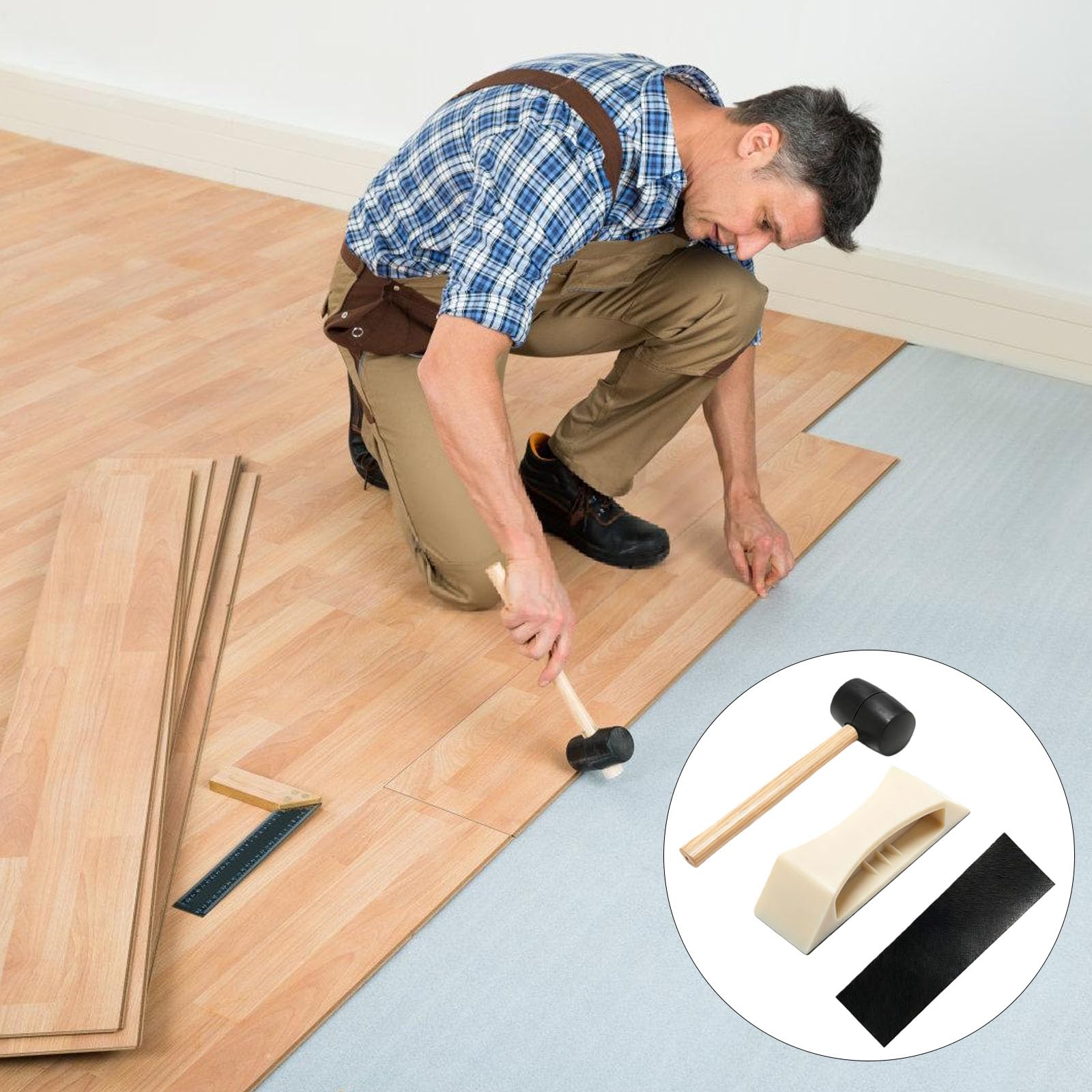 Herramienta ligera de bloque de roscado para suelos de madera laminada, construcción de nailon, mango ergonómico para vinilos para laminados