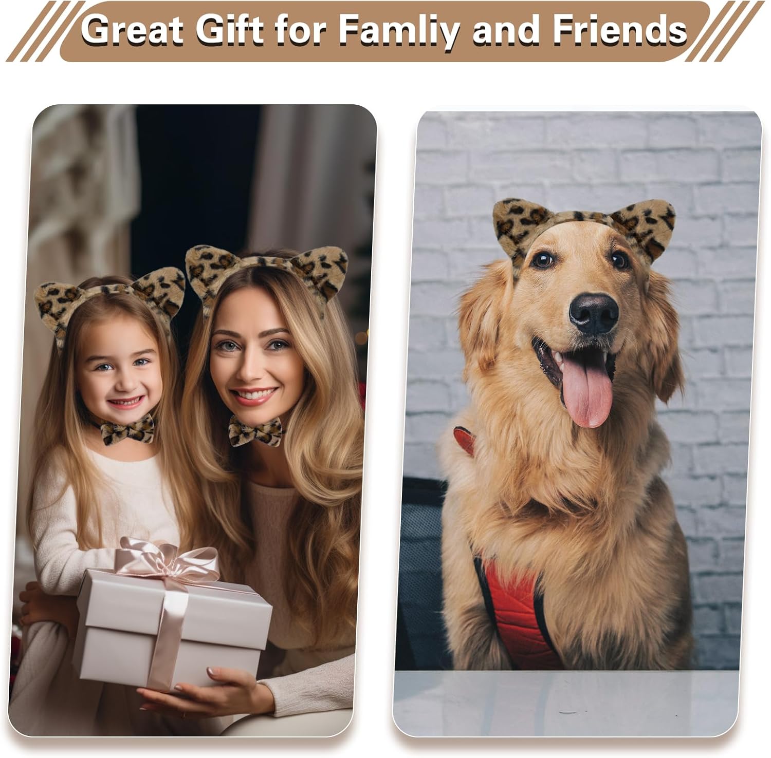 Beviliu Leopard Costume Cheetah Ears Headband Flurry, Leopard 3 Piece Set for Women Fuzzy, Cheetah Print Cat Hairband Furry for Birthday Party Halloween Christmas Washing Makeup Cosplay - Image 6