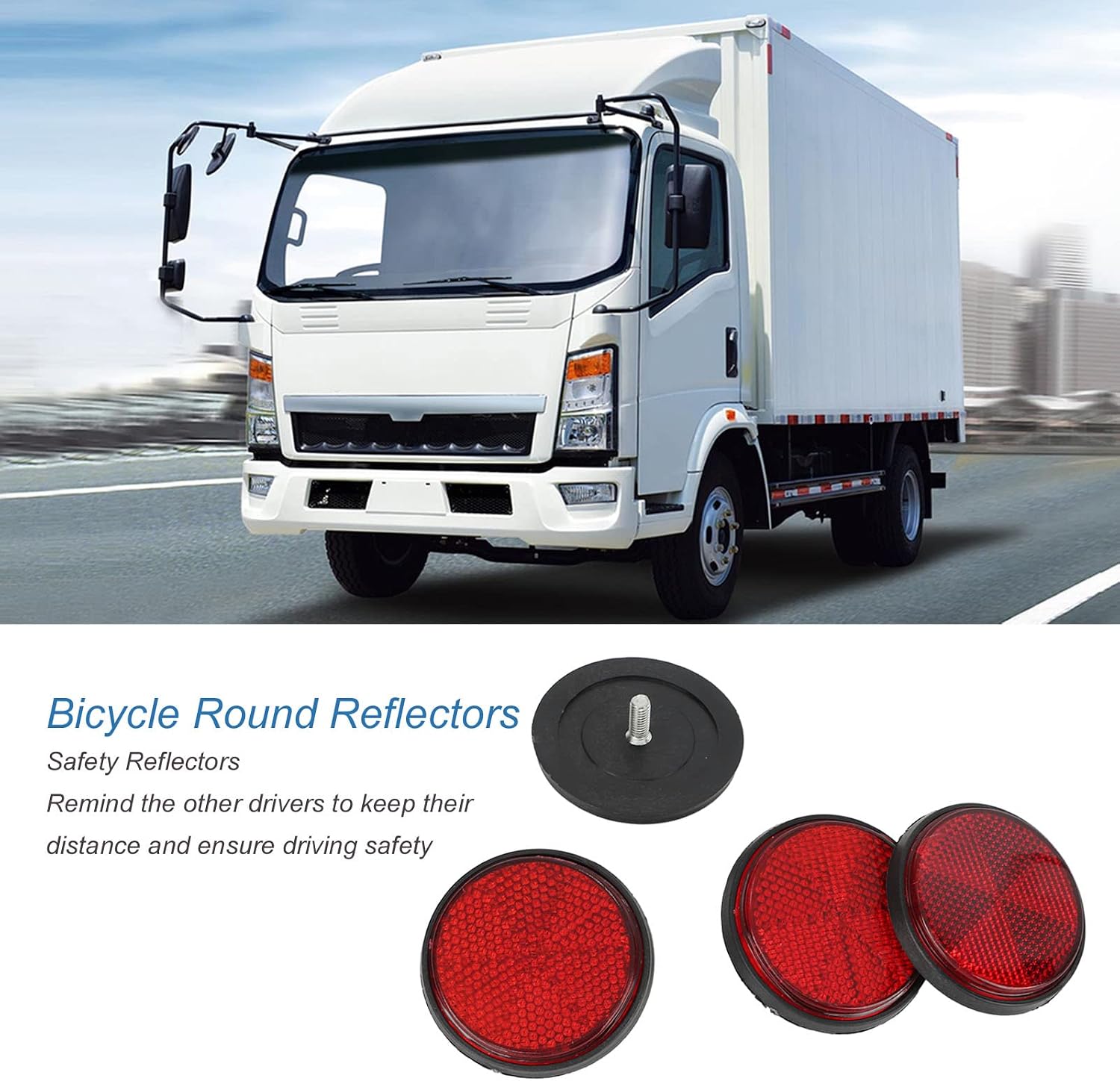4Pcs Warning Reflector,2in Round Side Marker Reflectors Red M6x1.0 Thread for Motorcycle Semi Trucks Trailers Boats Scooter ATV