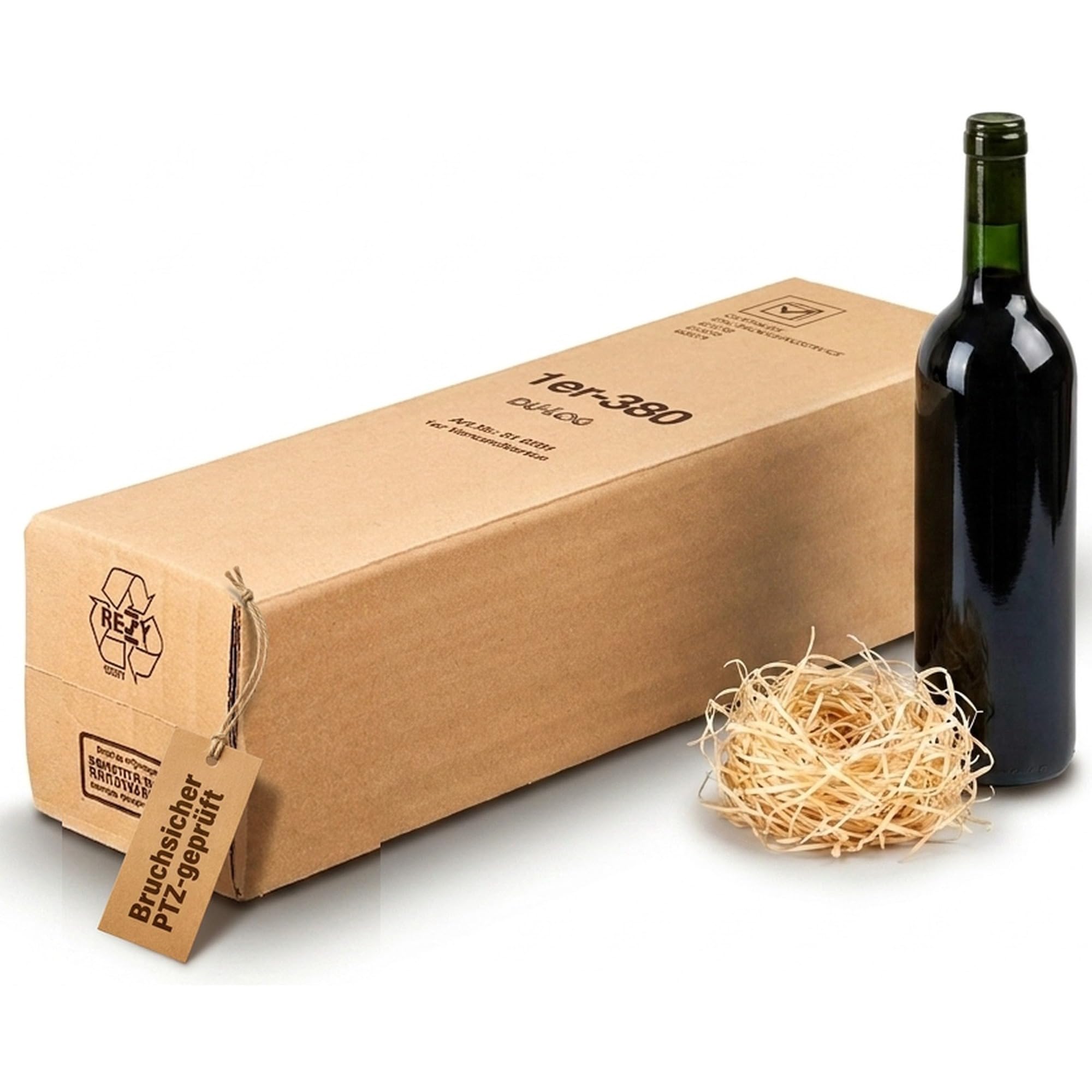 KK Verpackungen Flaschenversandkarton 1er | 1000 Stück, 410x95x110 mm | PTZ geprüft, DHL postzugelassen | 100% recyclebar, ökologisch | Versandkarton für Flaschen & Geschenkkartons