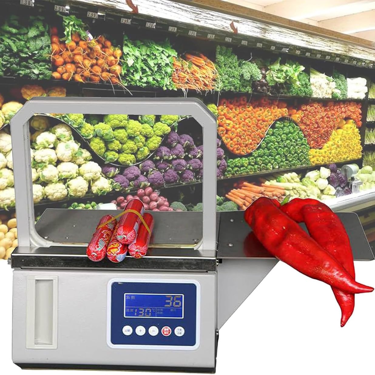 Vegetable Strapping Machine, Intelligent Induction OPP Tape Tying Machine, Commercial Hot Melt Tape Banding Machine for Vegetables Food Packing Bundling