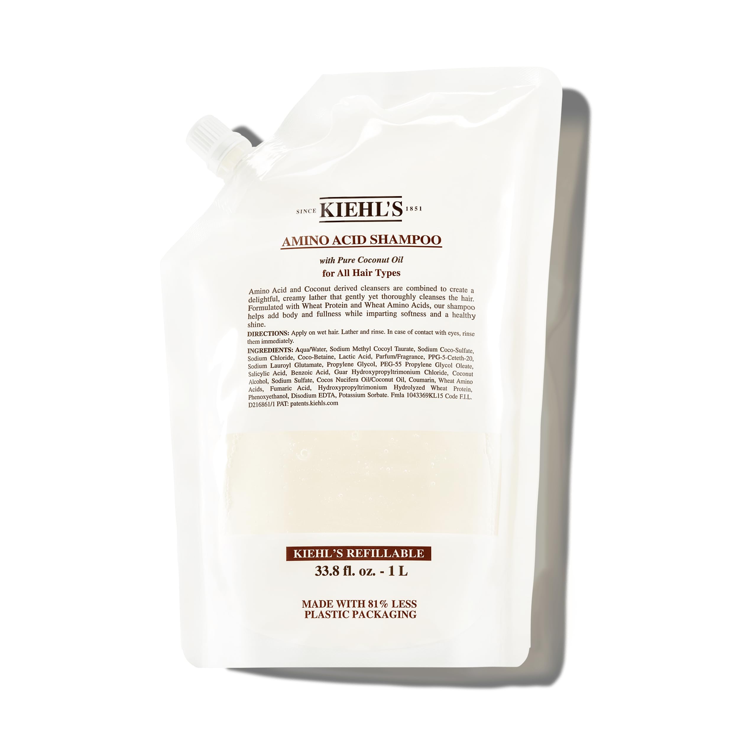 Kiehl's Amino Acid Shampoo, with Amino Acids and Coconut Oil to Clarify and Cleanse, Helps Strengthen Hair, Prevent Breakage, Without Compromising Hydration, Suitable for All Hair Types, Paraben-FreeCradle to Cradle CertifiedCradle to Cradle CertifiedCradle to Cradle Certified