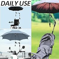 Vista 1 de Accesorio universal ajustable de 360° para sombrilla de cochecito – Soporte de paraguas de acero inoxidable para sillas, bicicletas y sillas