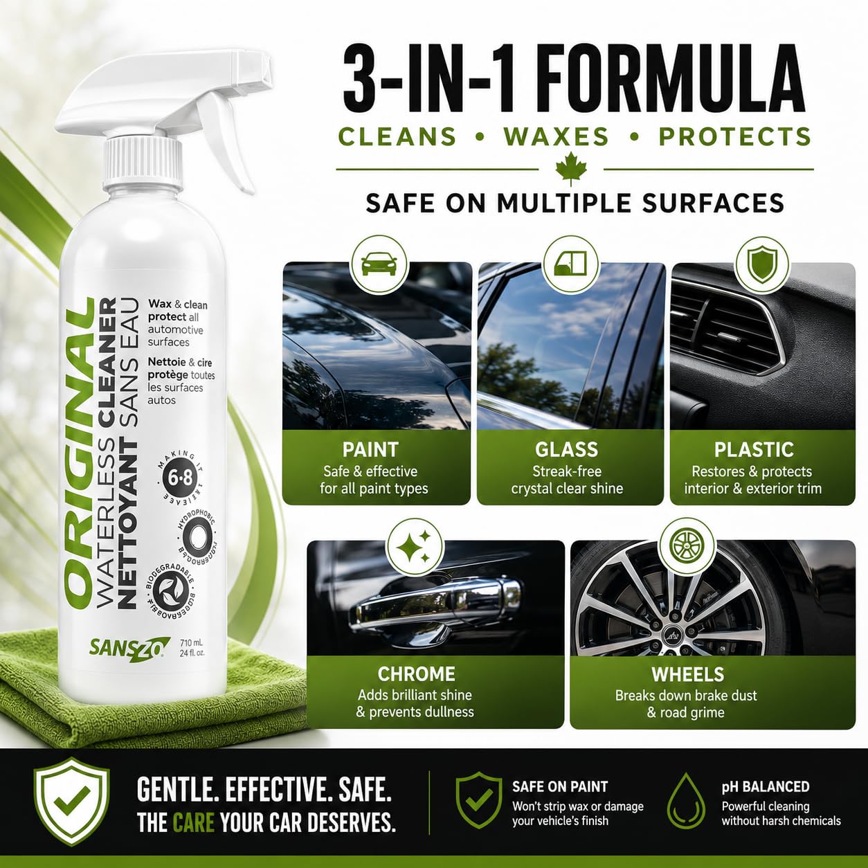 Amazon.com: SansZo Total Detail Waterless Car Wash Wax and Polish