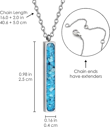 Miniatura 5 de Lauren-Spencer Collar de barra de piedras preciosas verticales para mujer, delicado collar con dije de barra de sodalita y malaquita turquesa para