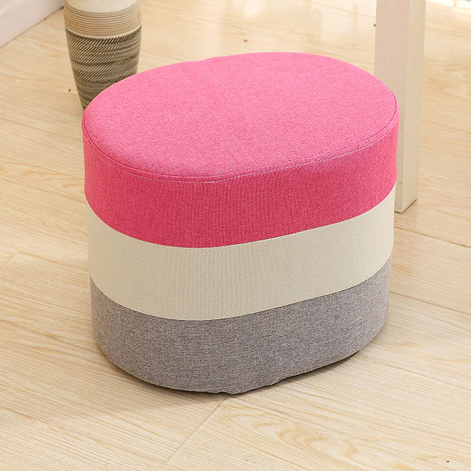 Reposapiés otomano ovalado con funda lavable y taburete de diseño de empalme multicolor