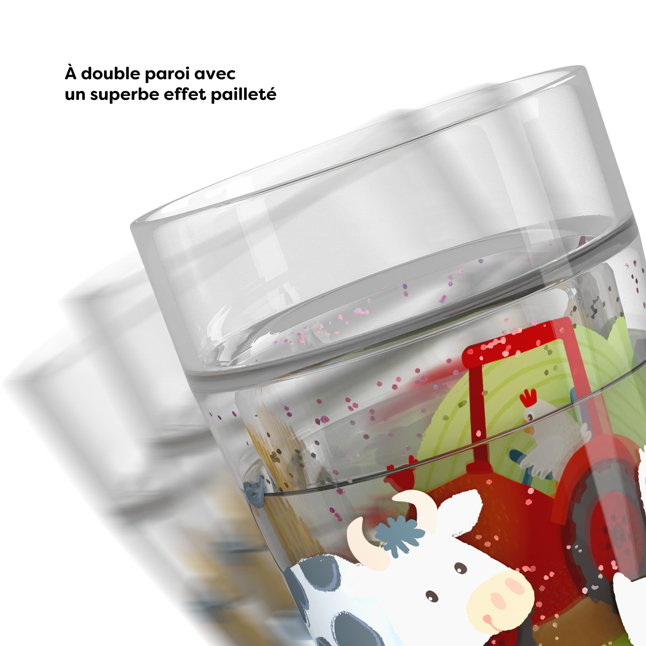HABA Gobelet à paillettes Ferme – Verre enfant à effet scintillant, motifs animaux, pour l’eau, jus ou thé – incassable, facile à saisir, dès 2 ans – 2012447002