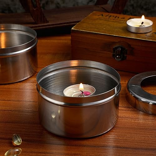 Vista 8 de Angoily 6 soportes pequeños de acero inoxidable con tapa, caja térmica para bufés, fiestas de barbacoa, 6.49 x 3.54 x 7.44 pulgadas, color plateado