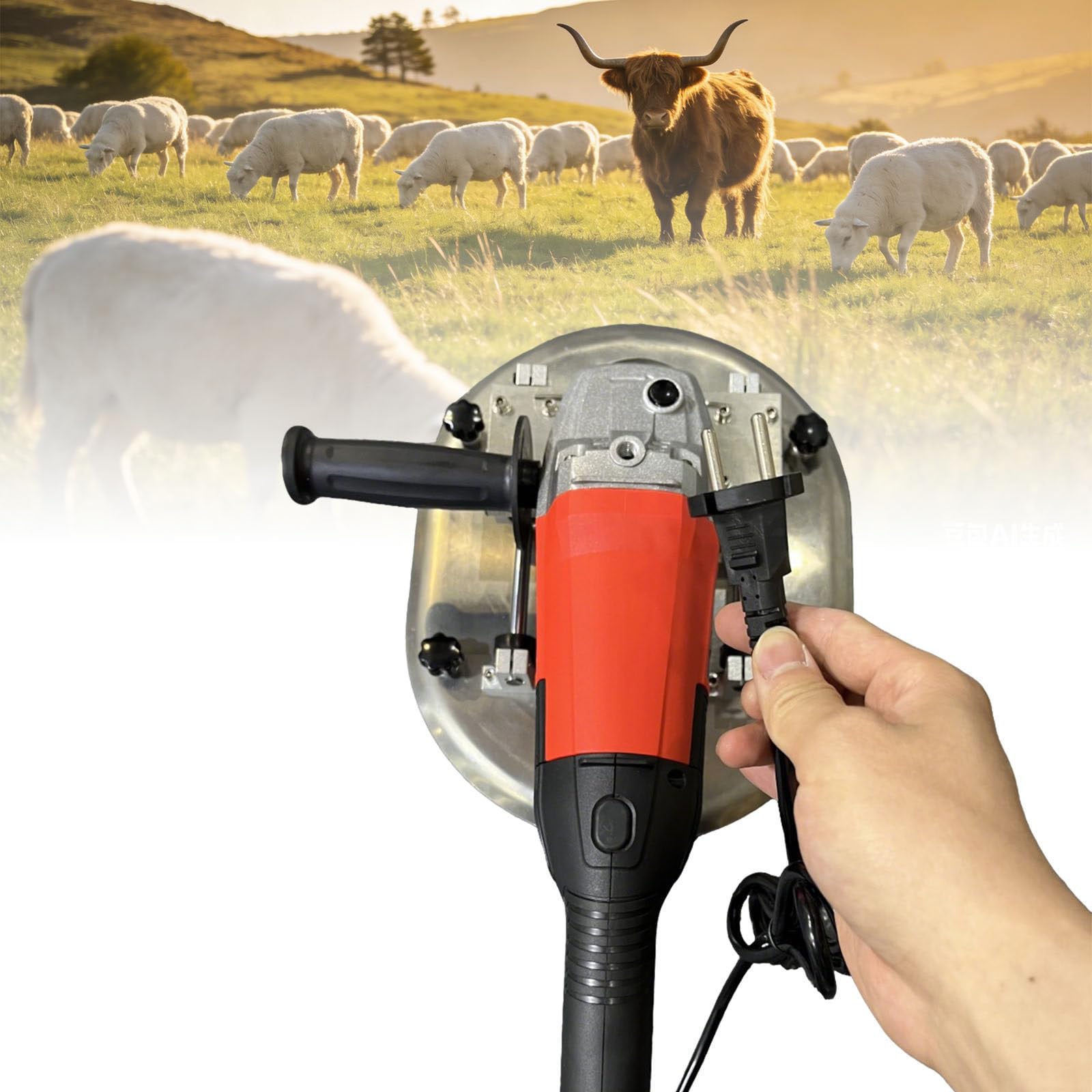 XNZJHPP Electric Dehorning Saw Adult Cattle,1700W Horn Cutting Machine,Complete Cattle Dehorner Set for Calves,Goats,Sheep Yellow,High speed painless horn,Dual button safety start switch (Red)