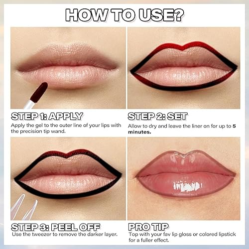 Peel Off Lip Liner Long Wear Lip Liner Lipstick Long Lasting Highly Pigmented Color Peel Off Lip Stain Lipsticks Makeup (03, One Size)(02,1 Fl Oz (Pack of 1))