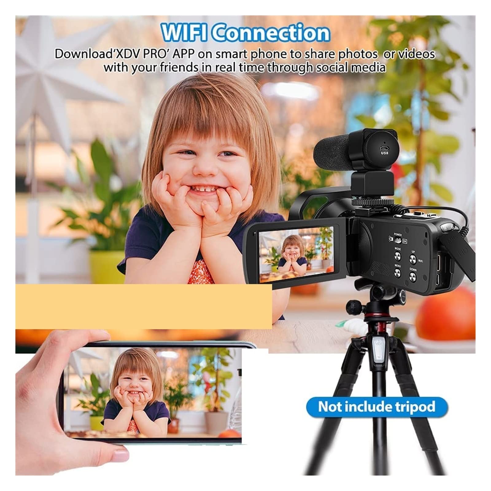 Macchina fotografica digitale, Videocamere digitali 18X 4K Videocamera Time Lapse Vlog for blog Ruota Touch Screen 48MP Registratore fotografico(No SD Card,Kit With Lens)