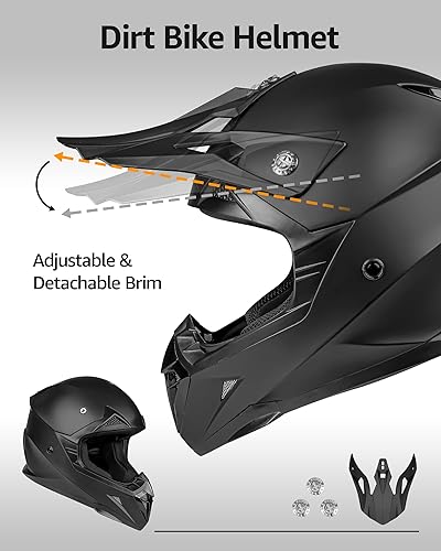 Miniatura 6 de Casco para Dirt Bike YEMA aprobado por DOT - Casco de motocross ATV MX BMX todoterreno de cara completa con 8 ventilaciones y forro removible, casco