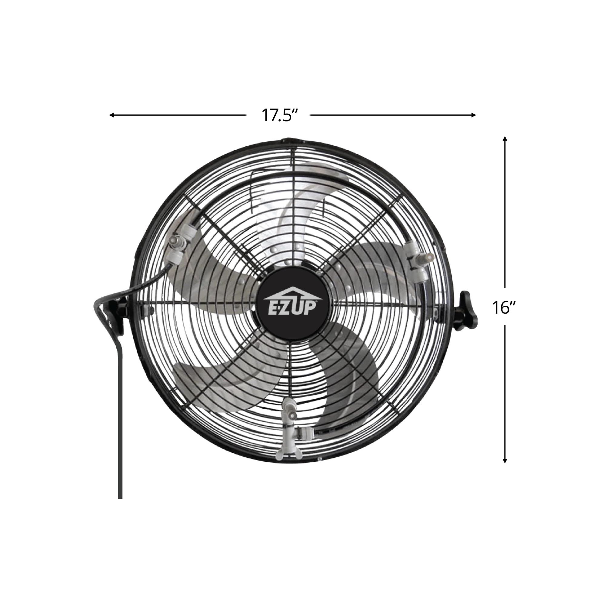 E-Z UP Przenośny wentylator mgiełkowy 35,6 cm, zmniejsza temperaturę o 20° w przestrzeniach do 150 stóp kwadratowych, mechanizm obrotowy o 180°, idealny do użytku na zewnątrz