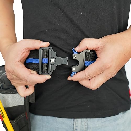 Miniatura 8 de MELOTOUGH Cinturón de herramientas de trabajo de nailon de 2 pulgadas para hombres (negro) + cinturón de herramientas de liberación rápida (azul)