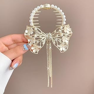 اكسسوارات شعر على شكل زهرة مصممة بشكل جميل مع لؤلؤ، رائعة للحفاظ على نظافة الشعر