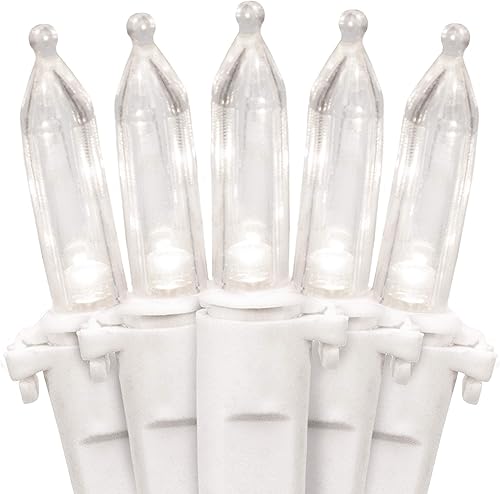 612 Vermont - 100 luces LED de Navidad, con aprobación UL para uso en interiores y exteriores, longitud iluminada 18.5 pies, longitud total 20.8
