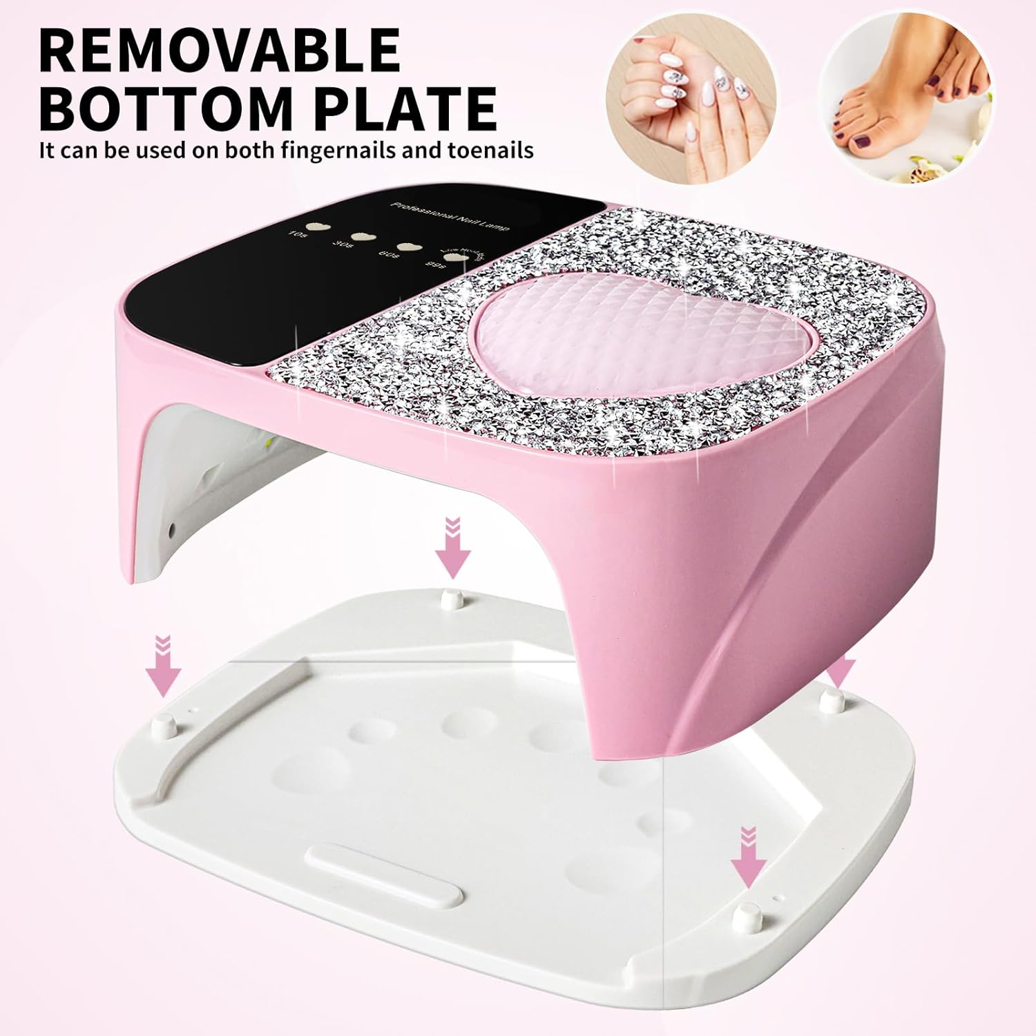 Nail Lamp, UV Light for Gel Nails, Professional Gel Light Dryer with 4 Timers,Plug and Play, Professional Fast Curing, UV Light for All Gel Nails, Ideal for Salon & Home (Pink, US Plug)