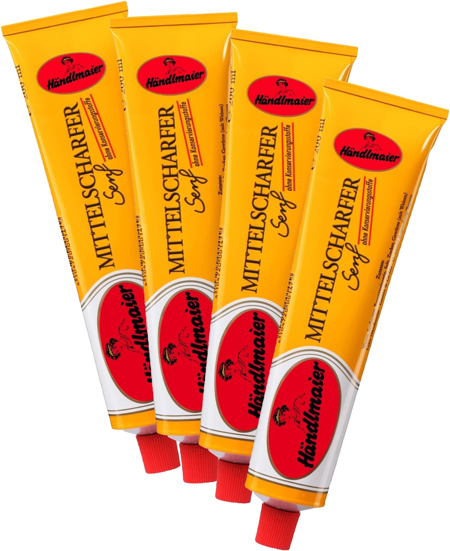4x200 ml German Medium Hot Mustard, Haendlmaier / Germany