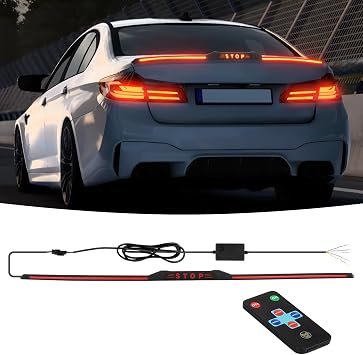 DREAMOTOR 50 Inch Universal Rear Spoiler Wing with Brake Light,Black Car Spoiler Aleron Trasero LED Adjustment Turn Signal Compatible with 2012-2018 F30 3 Series & 2014-2019 F80 M3 Sedan