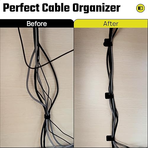 Miniatura 7 de 40 bridas de para cables, correas autoadhesivas, organización de cables debajo del escritorio, organizadores de cables ajustables para oficina,