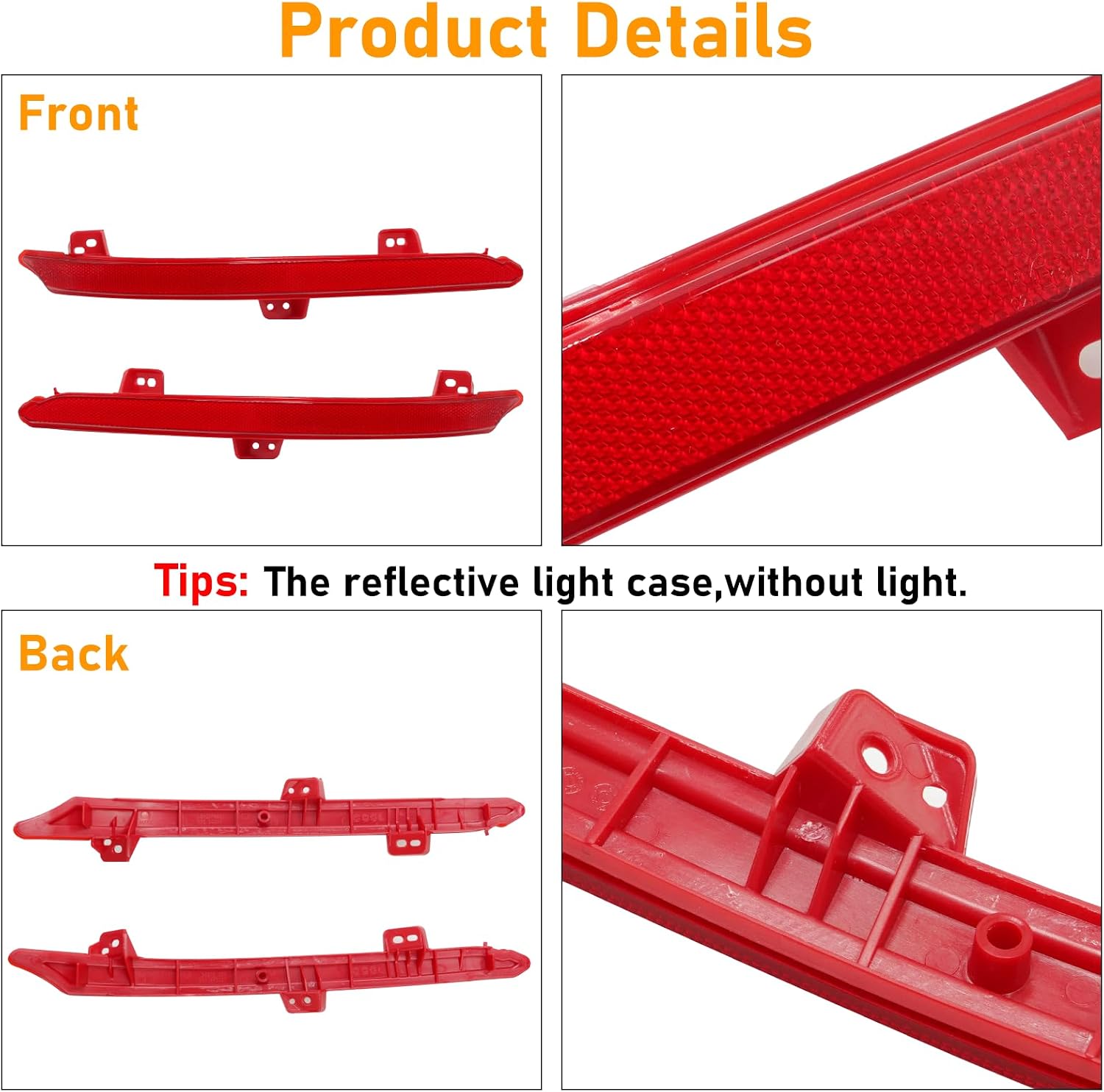 Compatible with Honda Accord Rear Bumper Reflector 2018-2024,Left Driver & Right Passenger Side Rear Bumper Red Marker Trims,Back Reflector Light W/O Bulb Replacement for 10th Gen Accord(1Pair)