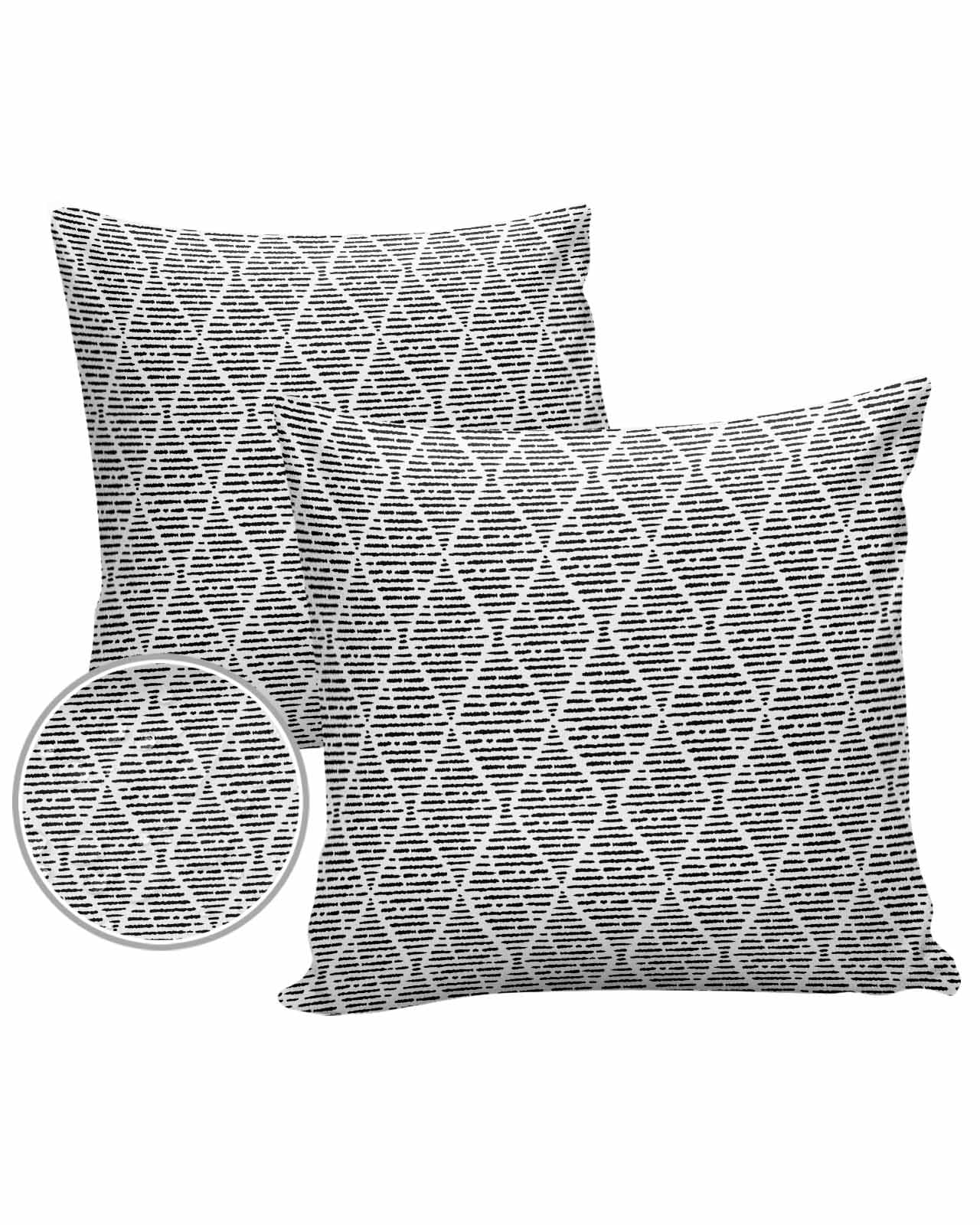 OComster Outdoor Pillow Covers Waterproof, Black Solid Striped Throw Pillowcase Decorative Cover, Modern Geometric Retro Garden Cushion Case Set of 2 for Sofa, Couch, Tent, Patio 18