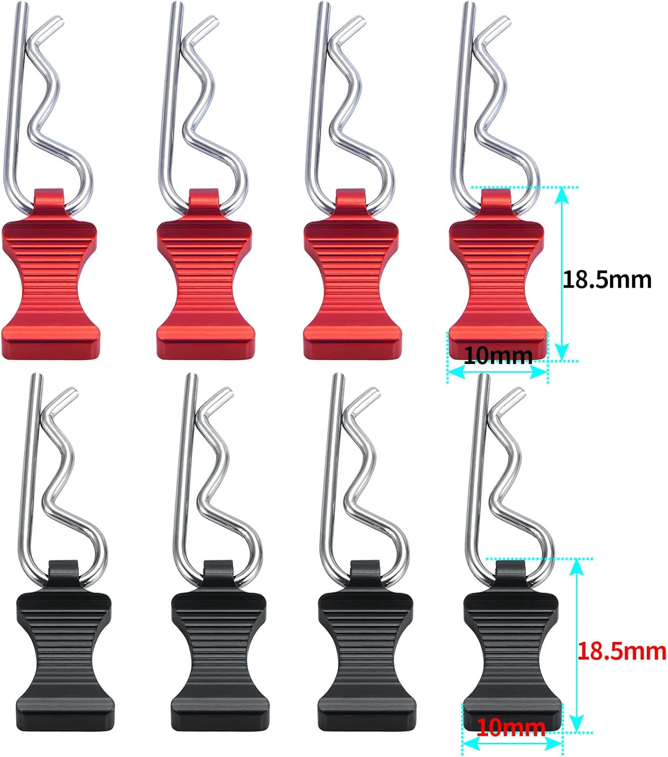 SWX RC Body Clips Pins with Pull Taps for 1/6 RC Crawler Car Axial SCX6 AXI05000 Upgrades Parts (Black)