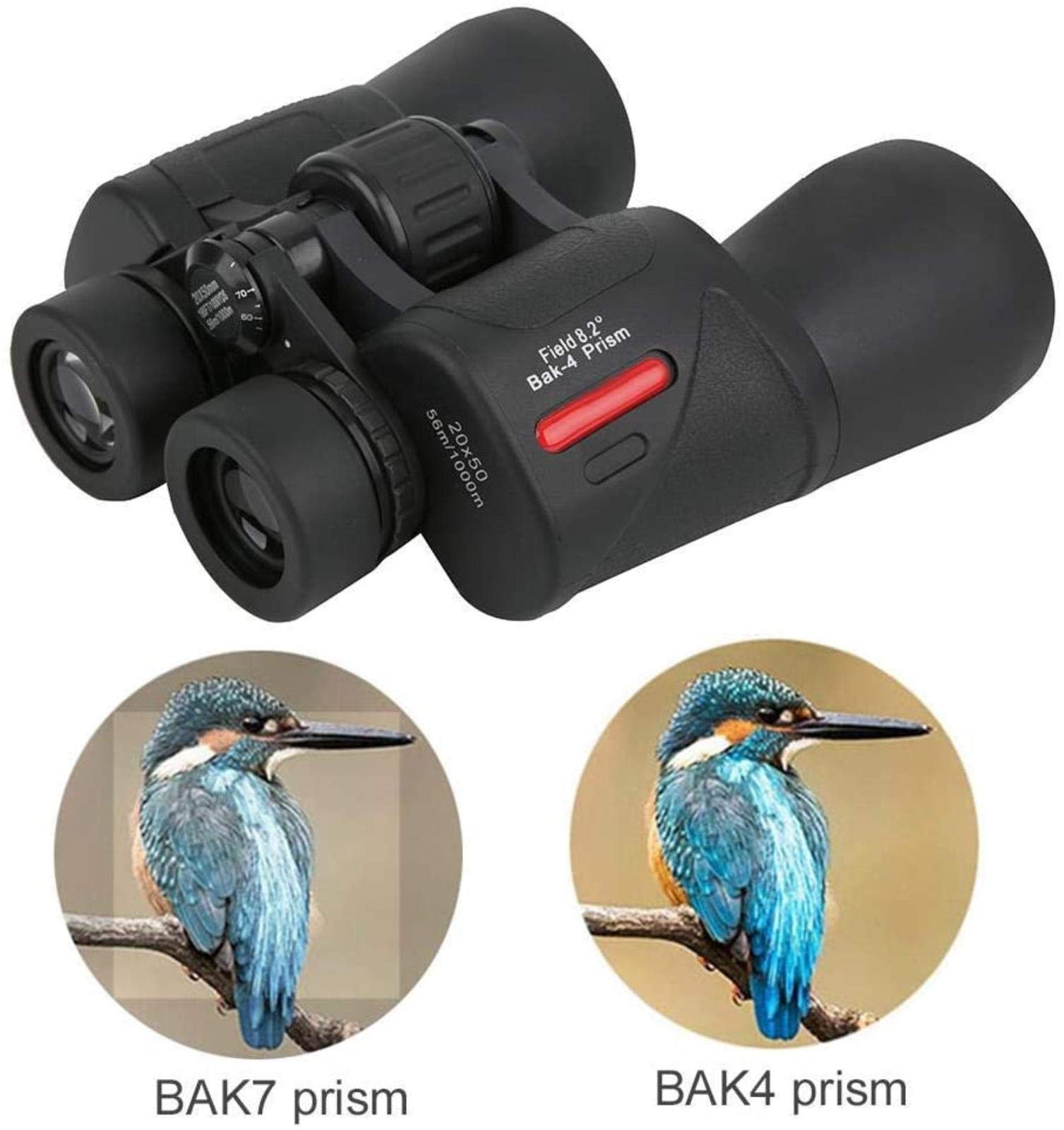 Telescopio Binoculares Alta Potencia Telescopio Binocular HD 20x50 High Times, visión Nocturna/Prisma BAK4/Gran Angular/Impermeable Viajes/Exteriores Interiores/Exteriores